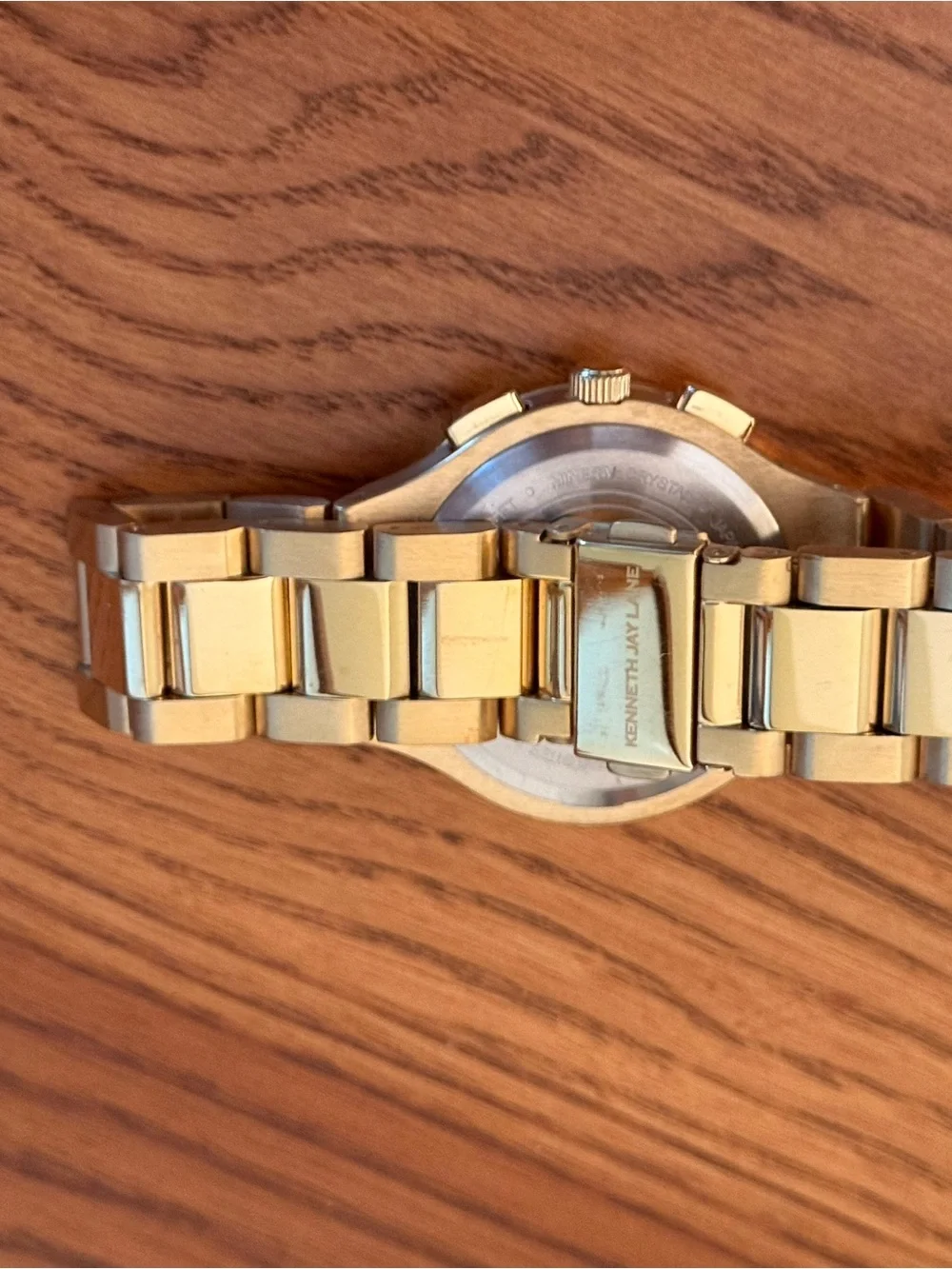 Kenneth Jay Lane Gold Tone Watch with Black Dial and Subdials